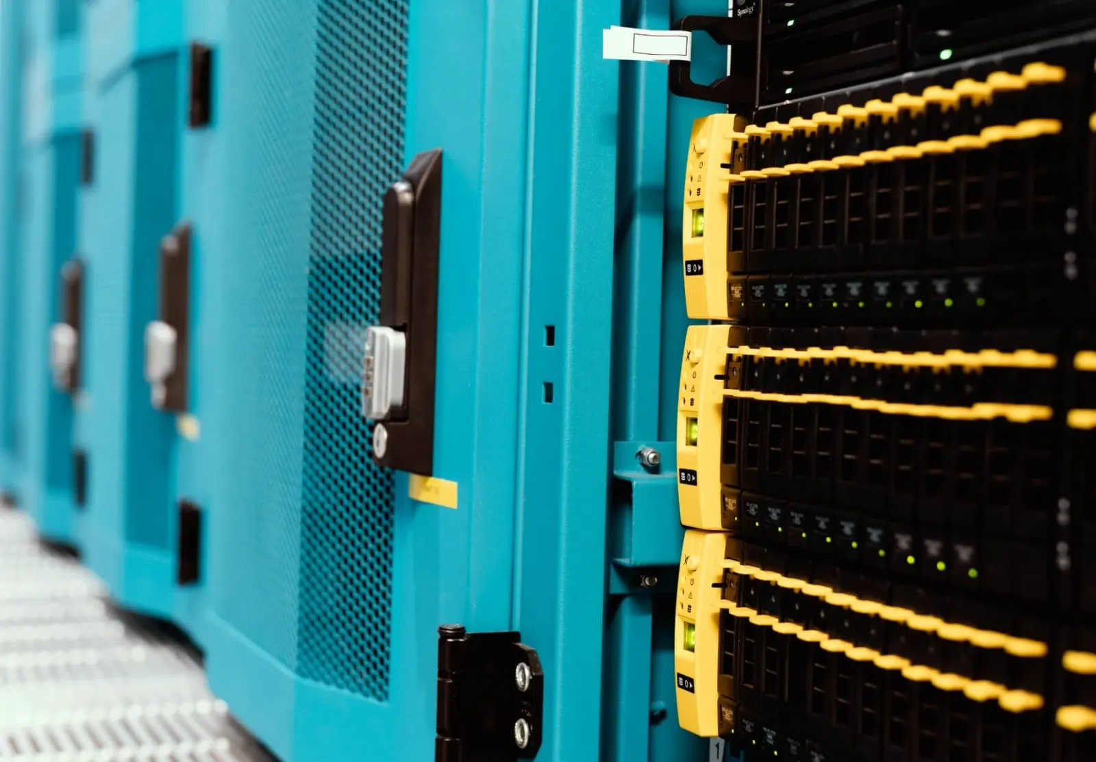 Upclose photo of server rack
